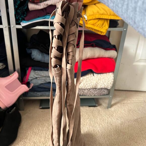 Womens thigh high boots tie up back with zipper size 7.5 - Picture 3 of 3